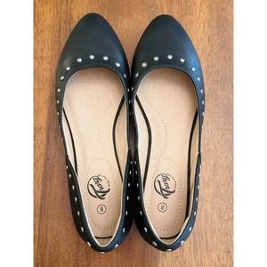 Trary Black Studded Flats